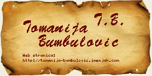 Tomanija Bumbulović vizit kartica